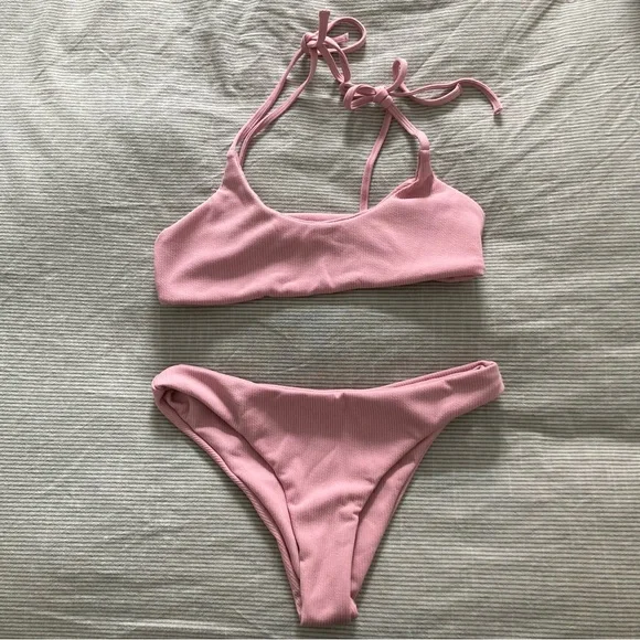 Pink Ribbed Bikini - Picture 1 of 1